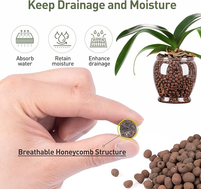 GASPRO 5lb Organic Clay Pebbles for Plants, 100% Natural Leca Balls for Indoor Plants Soil Root Development, Orchid Potting Mix, Drainage and Reusable, 4-16mm