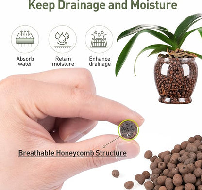 GASPRO 5lb Organic Clay Pebbles for Plants, 100% Natural Leca Balls for Indoor Plants Soil Root Development, Orchid Potting Mix, Drainage and Reusable, 4-16mm