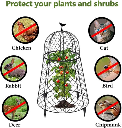 (6 Packs) 13" D x 20" H Garden Cloches for Plants, Chicken Wire Cloche, Plant Cloche and Cage, Wire Plant Protector, Protection for Your Plants and Seedlings - Black