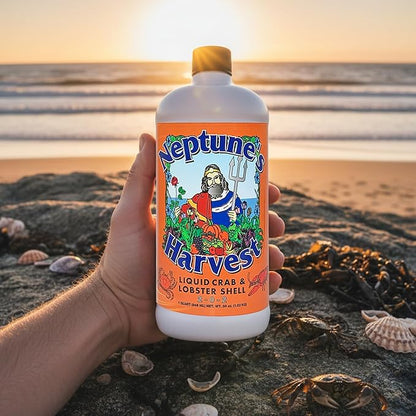 Neptune’s Harvest Organic Crab & Lobster Shell Multi-Purpose Liquid Fertilizer (2-0-2) - 36oz Bottle - Rich in Nutrients Soil Fertilizer - Plant Food for Lawns, Gardens, and Vegetables
