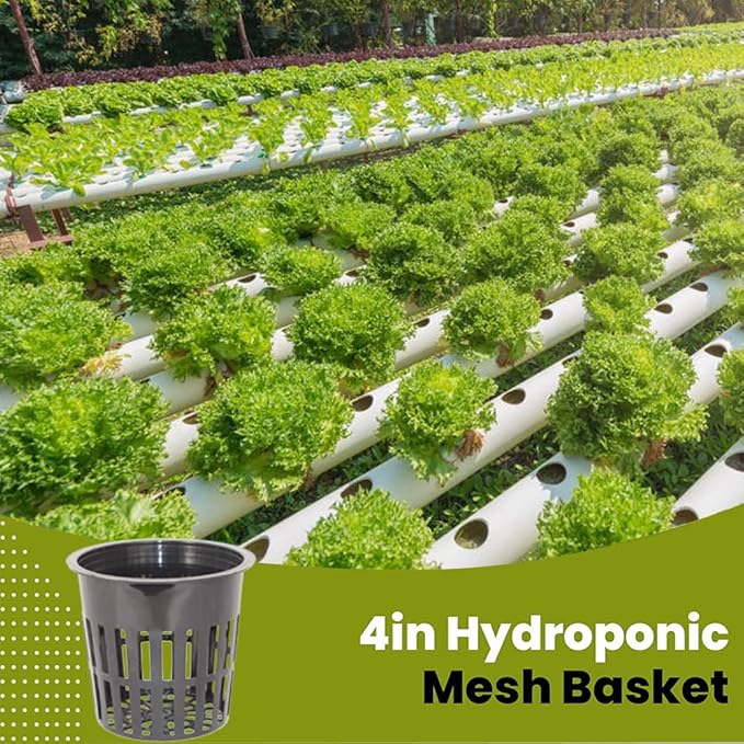 30 Pack 4 Inch Net Pots, Lightweight Slotted Mesh Net Cups for Hydroponics, Economy Hydroponic Pots for Indoor Outdoor Growing, Includes 30 Plant Labels