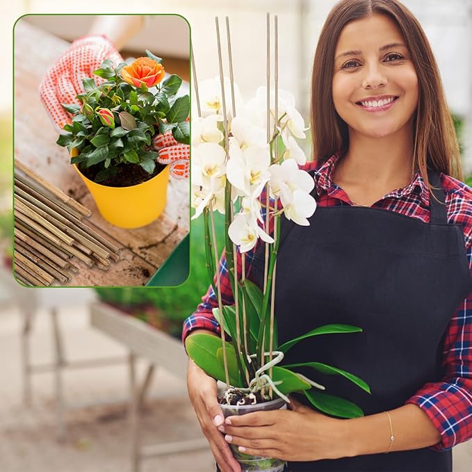 Suzile 100 Pcs Bamboo Stakes Bulk, Natural Plant Stakes Bamboo Garden Supports Climbing for Tomatoes, Beans, Vegetable and Potted Plants (48 Inch)