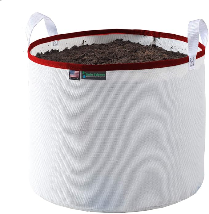 Grow Bag 20 Gallon, Planting Pots - Colorful Plant Grow Bags Pots Gardening Vegetable - Air Pruning Mesh Fabric Plant Container - (White/Red)