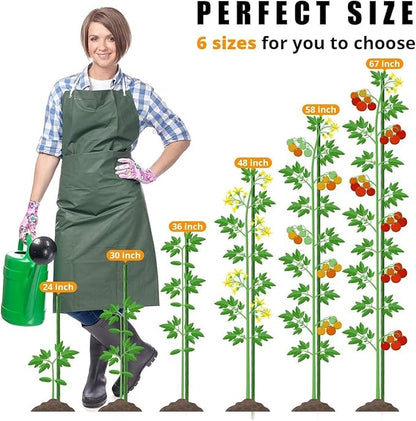Garden Stakes 48 Inches Heavy Duty Steel Tomato Stake, Plastic Coated Support for Securing Trees, Climbing Plants, Cucumber, Beans, Pack of 20