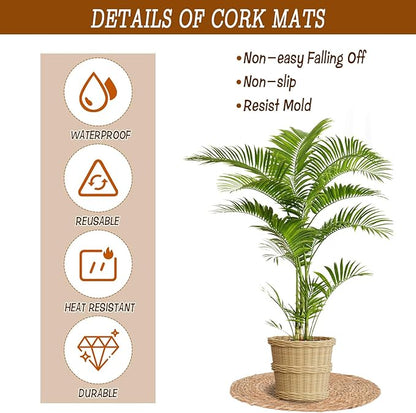 6 Pack 14 Inch Large Woven Plant Coasters for Floor, Natural Seagrass Plant Mats for Indoor House Plants, Thick Round Flower Pot Pads for Carpet & Hardwood Protection, Boho Farmhouse Decor