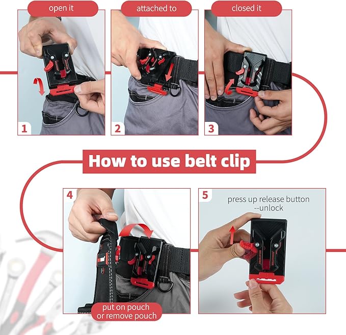 MELOTOUGH Professional Electrician Tool Pouch Bag with Shoulder Strap Tool Pouch with Belt Clip Quickly Attach and Release Tool Bag