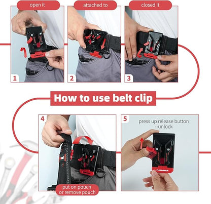 MELOTOUGH Professional Electrician Tool Pouch Bag with Shoulder Strap Tool Pouch with Belt Clip Quickly Attach and Release Tool Bag