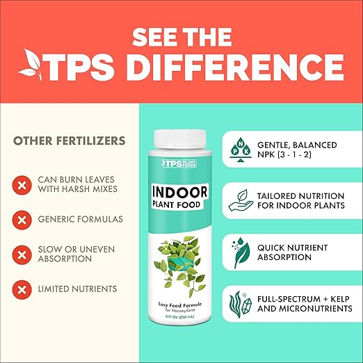 Indoor Plant Food - Liquid Fertilizer for Indoor Plants & Potted Houseplants, by TPS Plant Foods, 8 oz (250 mL)