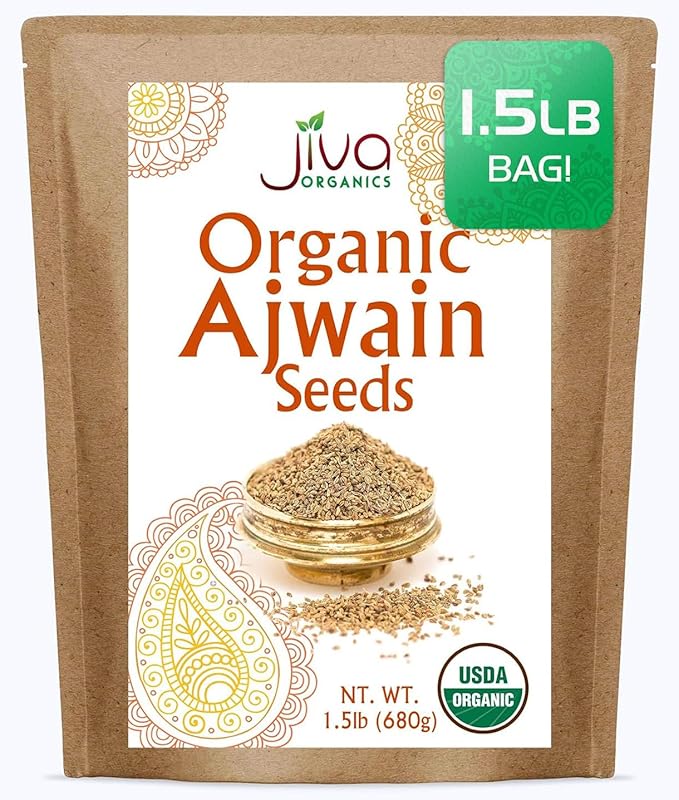Jiva Organic Ajwain Seeds 1.5 LB Bag - Non-GMO - Bishops Weed or Carom Seeds