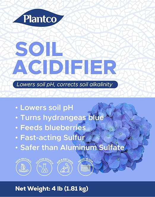 Soil Acidifier for Acid-Loving Plants, Turns Hydrangeas Blue, Lowers pH for Blueberries, Hydrangeas, Azaleas | 4 lb Bag