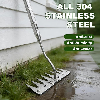 Weeding Rake w 45’’ Ergonomic Curved Handle, 2026 Upgraded 8 Teeth Stainless Steel Weed Puller Tool w Weeding Blade, Cultivator Rake Gardening Tools for Yard, Flower Beds & Loosening Soil