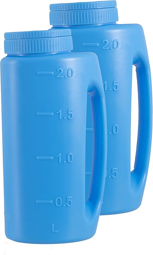 Superio Ice Melt Salt Spreader Handheld Shaker for Lawn Seed, Salt, Ice Melt, Calcium, Deicer Shaker 2 Liter, Adjustable Hole Size, Handy for Fertilizer Lawn Seed Salt to Deice (Blue 2-Pack)