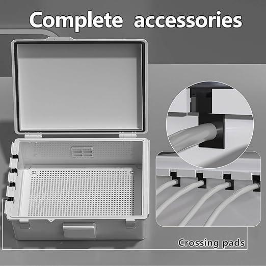 ABS Electrical Junction Box, Ventilated Design, Cable Grommets, IP65 Waterproof Enclosure, Indoor/Outdoor Use with Mounting Panel. (Grey Cover, 15.5"x11.5"x6.2")