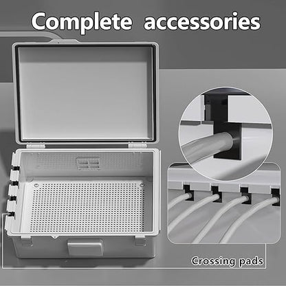 ABS Electrical Junction Box, Ventilated Design, Cable Grommets, IP65 Waterproof Enclosure, Indoor/Outdoor Use with Mounting Panel. (Grey Cover, 15.5"x11.5"x6.2")