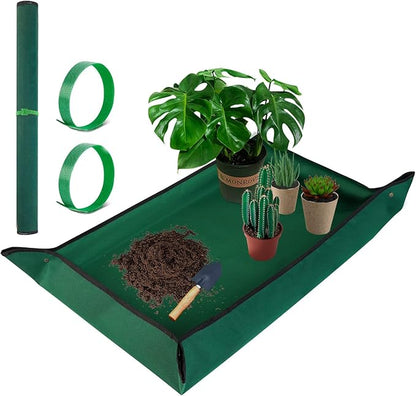 Extra Large Repotting Mat for Indoor Plant Transplanting and Mess Control, 43" X 29" Thickened Waterproof, Foldable and Easy to Clean, Suitable for Succulent Plants, Green