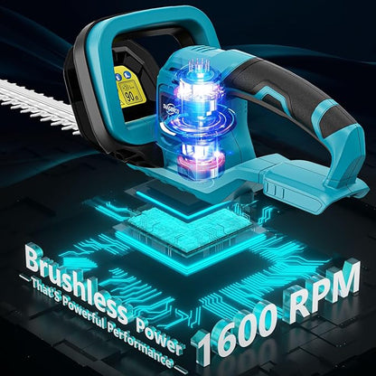 Hedge Trimmer Compatible for Makita 18V Battery，Cordless Electric Hedge Trimmer with 1600RPM Brushless Motor, 22'' Dual-Action Blade with 3/5'' Cutting Capacity (NO Battery)