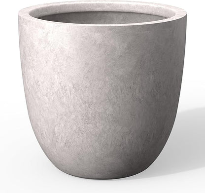 Kante Round Concrete Planter, Large Outdoor Indoor Garden Pots with Drainage Hole, 14-Inch Diameter Flower Pots for Patio, Garden and Home, Light Gray
