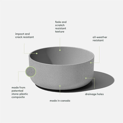 Veradek Mason Series Kona Bowl Planter - Round Planter for Indoor or Outdoor Tabletop/Balcony | Durable Plastic-Stone Composite Material | Modern Décor for Flowers, Succulents, Small Plants