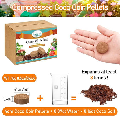 Legigo 200 PCS 40mm Coco Coir Pellets Potting Soil Mix- Compressed Coconut Coir Discs Seed Starting Soil Pellets, Coco Peat Soil Pods for Indoor & Outdoor Plants, Gardening Herbs Bonsai and Vegetables