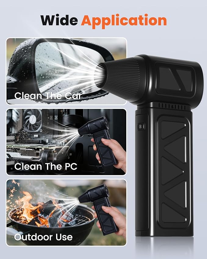 Compressed Air Duster, 150000RPM Cordless Air Duster 5-Gear Adjustable Electric Air Duster, Rechargeable Brushless Motor Air Blower for Keyboard, PC, Car, Outdoor and Home Cleaning