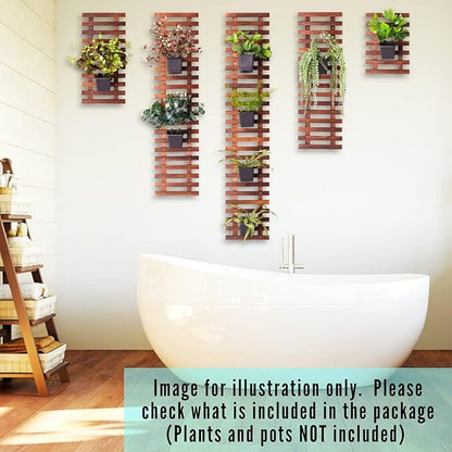 ShopLaLa Wall Planter for Climbing Plants Outdoor - Wooden Hanging Living Vertical Garden Outdoor Indoor Plant Stand Large Tall Long Ladder Vinyl Plant Hanger for Hanging Flower Pots 59" (150cm)