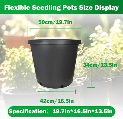 Nursery Pots with Drainage Holes Pack of 10 Pcs 15 Gallon and Plant Label Flexible Seedling Pots Seed Starting Planter for Indoor Outdoor Flowers Succulents Cactus