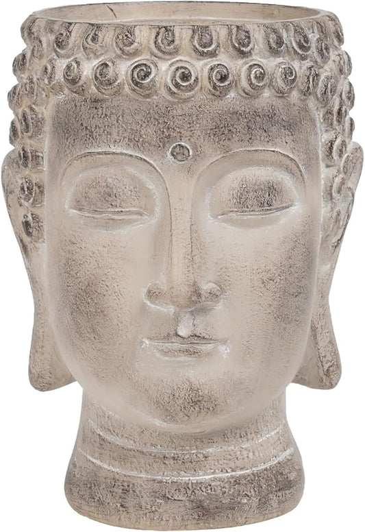 Buddha - Face Flower Pot - Head Planters - Garden Statue - Cactus Succulents Planter Pot Indoor Outdoor Planter with Drainage Hole Unique Garden Farmhouse Decor 6.25*6.5*8.25 Inch Newman House Studio