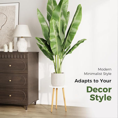 Leaf&lull Tall Plant Stand Indoor Small Plant Table for Large Plants Wooden Plant Stool Plant Holder for Living Room Bedroom Balcony White