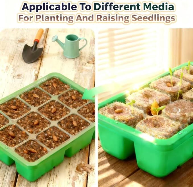 10-Pack Seed Starting Tray with Transparent Moisture-Lock Lid for Hydration and Heat Retention Seed Germination Starter Kit (120-Cell Tray Total) Easy Seedling Cultivation for Home Gardeners