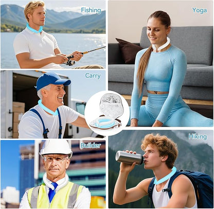 2Pcs Neck Cooling Tube with Insulated Bag, Reusable Cooler Ice Neck Ring Warps, Ice Pack for Wearable Stay Cool for Hot Weather, Summer, Outdoors, Sports, Work(Blue, White)