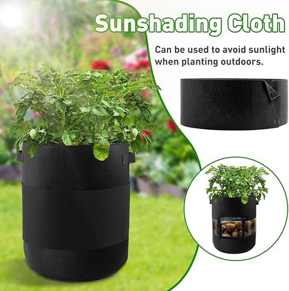 4-Pack 11 Gallon 360°Visible Potato Grow Bags, Potato Pot Planter with Flap Window Shade Cloth, Potato Growing Containers, 380g Thickened Felt Garden Planting Bag for Growing Potatoes Vegetables