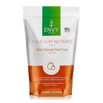 ENVY Solution Grade Calcium Nitrate (15-0-0) Prevents Blossom End-Rot from Calcium Deficiency in Tomatoes & Peppers (1.5 lb)