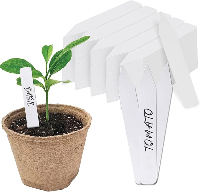 Plant Markers Labels 4 Inch Plastic Plant Waterproof Durable Seedlings Garden Labels Markers Nursery Plant Tags Seed Labels Plant Label Stakes Plant Markers for Outdoor Garden (100)