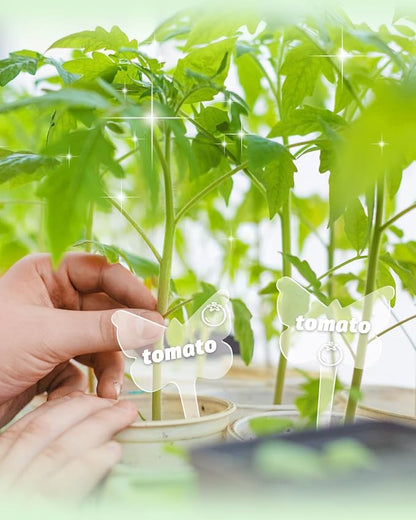eZAKKA Acrylic Plant Labels, Butterfly Plant Markers Around Hanging Garden Markers Labels Tree Tags Sticks for Seedlings Outdoor Garden Waterproof, 12pcs