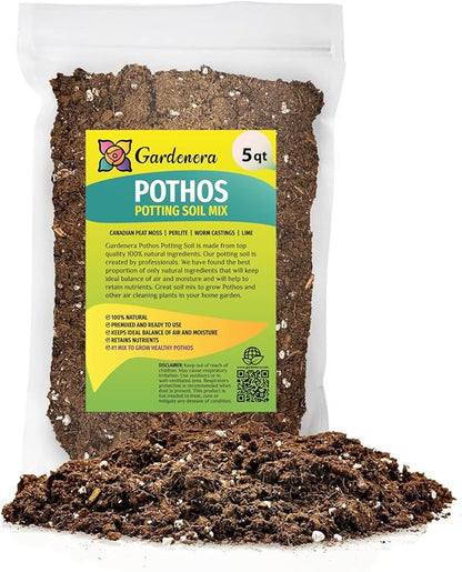 GARDENERA Air-Purifying Plant Potting Mix - 5 Quart - Potting Soil for Pothos, Parlor Palm, and Peace Lily - Made with Natural and Organic Ingredients