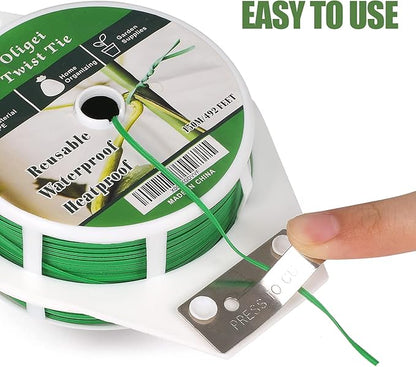 Green Garden Wire, Sturdy Plant Ties for Support with Cutter, 492FT/150m, Indoor, Outdoor, Home and Office Use