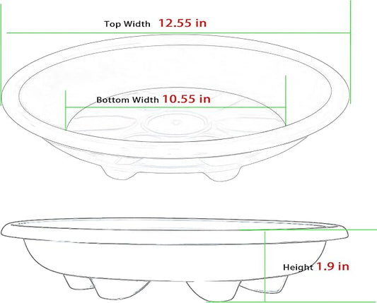 6 Pack of Plant Saucer 12 inch, Plant Trays for Indoors No Holes, Plant Drip Trays for Indoors Outdoor, Plant Water Tray for Planters, Gray