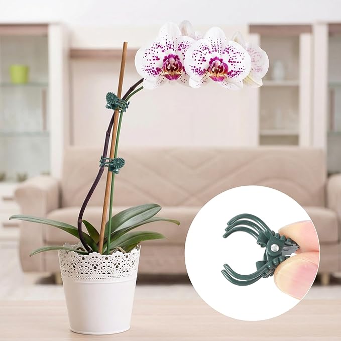 10 Pack Orchid Stakes and Clips, Flexible Plant Support Stakes,11.8 Inch Plant Holder Stick for Garden,Plants Supports for Tomato Rose Outdoor Indoor Plants Professional Phalaenopsis