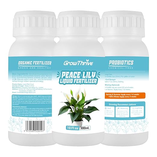 Peace Lily Liquid Fertilizer 10 oz – Natural Organic Plant Food for Peace Lily – Probiotic Formula with 200 Million Live Bacteria/ml – Promotes Lush Leaves & Vibrant Blooms