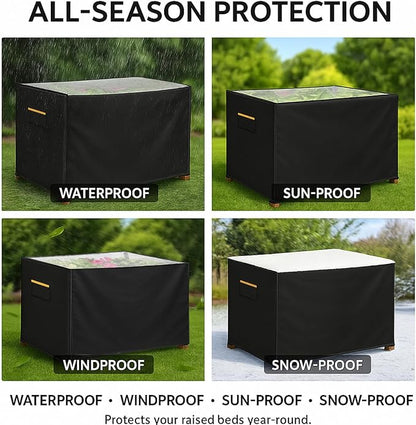 Outdoor Raised Garden Bed Winter Cover 48" L x 24" W x 30" H, Heavy-Duty 600D Oxford Fabric Waterproof Insulated with Transparent PVC Top for All-Weather Elevated Wood Planter Box
