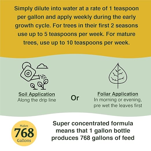 Farmer's Secret Fruit Tree Booster Fertilizer (128oz) - Super Concentrated and Phosphorus Rich - Formulated for All Fruit Trees Including Peach, Banana, and Apple