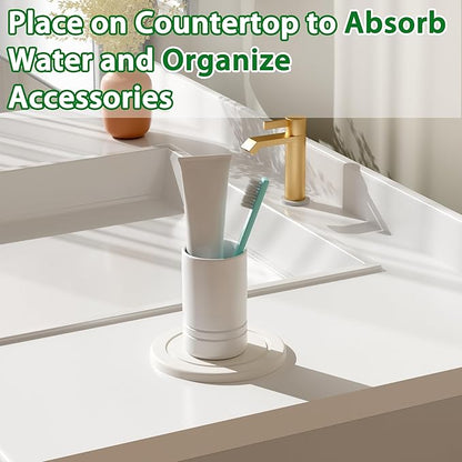 Plant Saucer Flower Pot Saucers Plant Trays for Pots Instant Dry Diatomaceous Earth Round Plant Drip Trays for Indoors Keeping Counter and Floors Dry and Clean (2Pcs White Small)