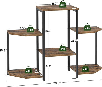 Plant Stand Indoor, Multiple Plant Shelf Corner Rack, 6 Potted Plant Stand, 6 Tiers Large Flower Holder, Planter Display Rack for Patio Balcony Living Room Bedroom Decor, Rustic Brown