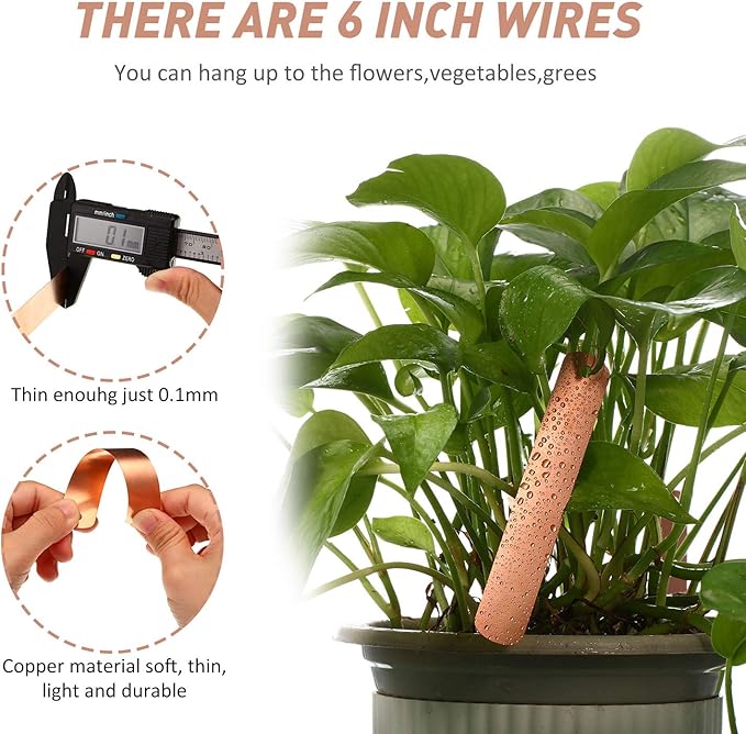 Hotop 30 Pieces 4.5 Inch Copper Plant Tags Metal Tree Tags Long Garden Plant Labels Waterproof Reusable with 30 Pieces Copper Ties for Outdoor Garden