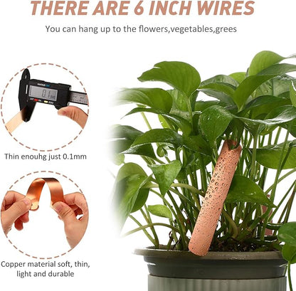 Hotop 30 Pieces 4.5 Inch Copper Plant Tags Metal Tree Tags Long Garden Plant Labels Waterproof Reusable with 30 Pieces Copper Ties for Outdoor Garden