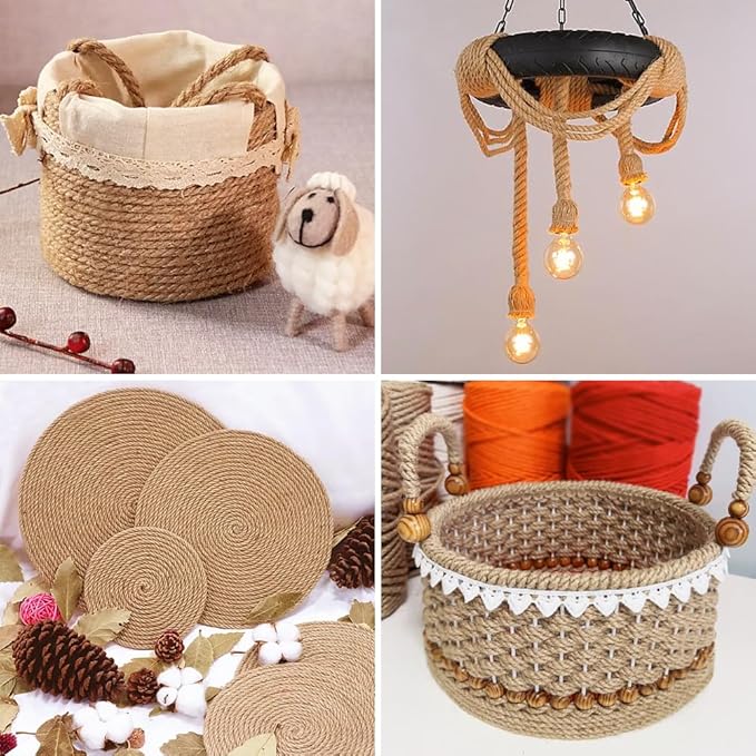 Tenn Well 6mm Jute Rope, 33 Feet Natural Craft Rope Thick Twine for Gardening, Bundling, Decorating, DIY Crafts (Brown)