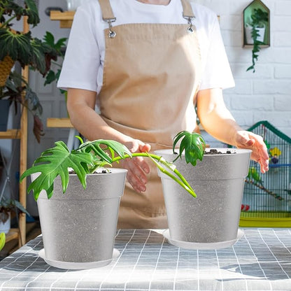 Baderke 3 Pack Clear Nursery Pot Plastic Nursery Pot Large Plant with Drainage Holes for Root Health Indoor Outdoor(9.65 Inches)
