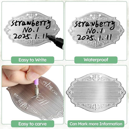 40PCS Plant Labels,Bigger Size Aluminum Metal Plant Tags Plant Label for Outdoor Garden Waterproof,Silvery Plant Name Tags for Tree,Vegetables,Herbs