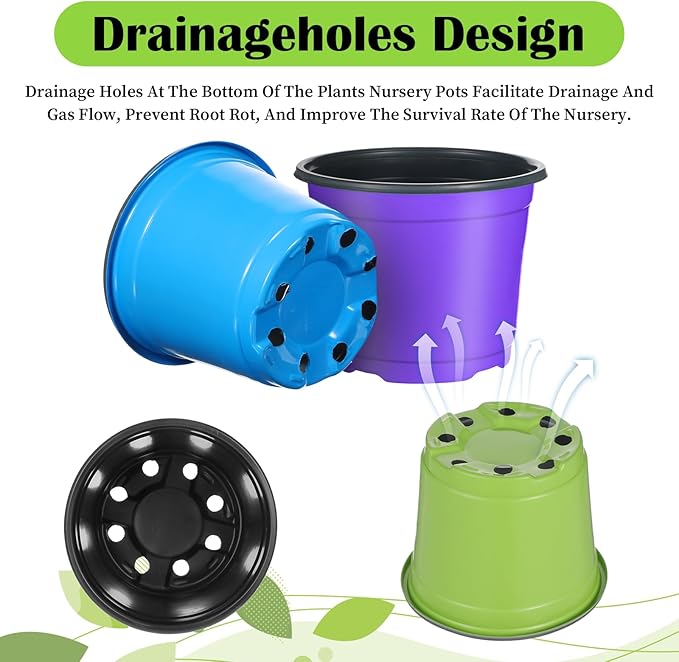 150 Pcs 4 Inch Plastic Nursery Pots Seedling Starting Pots with Drainage Holes Thicken Flower Planters Seed Starting Indoor Outdoor for Seedling Cutting Transplanting(Multicolor)
