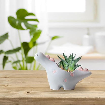HVEST Dinosaur Shaped Planter, Cute Funny Blue Animal Dinosaur Succulent Cactus Plant Pots for Family Friends, Mini Dinosaur Ceramic Planters for Indoor Home Office Garden Desktop Decoration